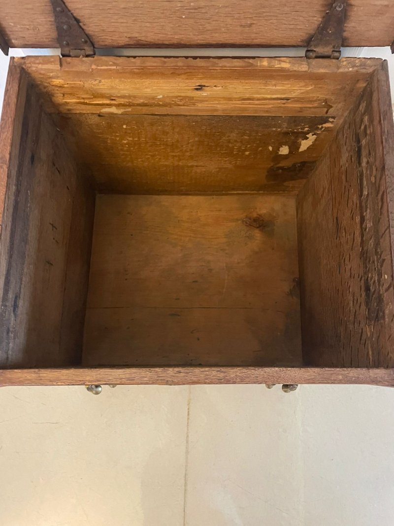 Antique Queen Anne Quality Oak Box Chest - Image 8